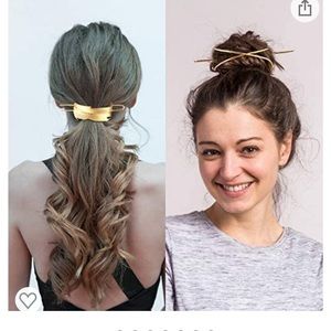 gold hair bun clip set